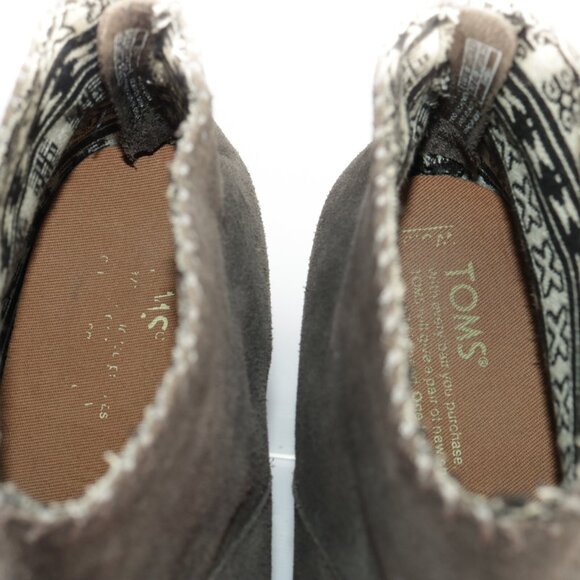Toms Womens Leila Boots Size 8.5 Taupe Gray Suede Booties Block Heel Comfy Boho - Picture 10 of 12
